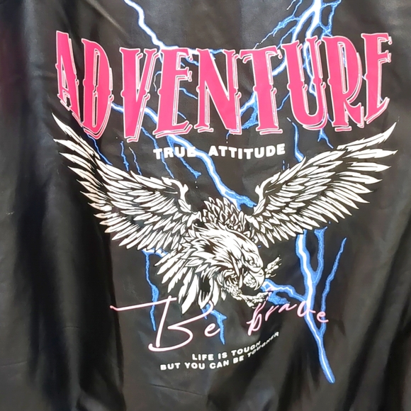 Black Faux Leather Jacket 4X - Picture 4 of 12